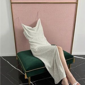 Retrofete White Sequin Maxi Dress